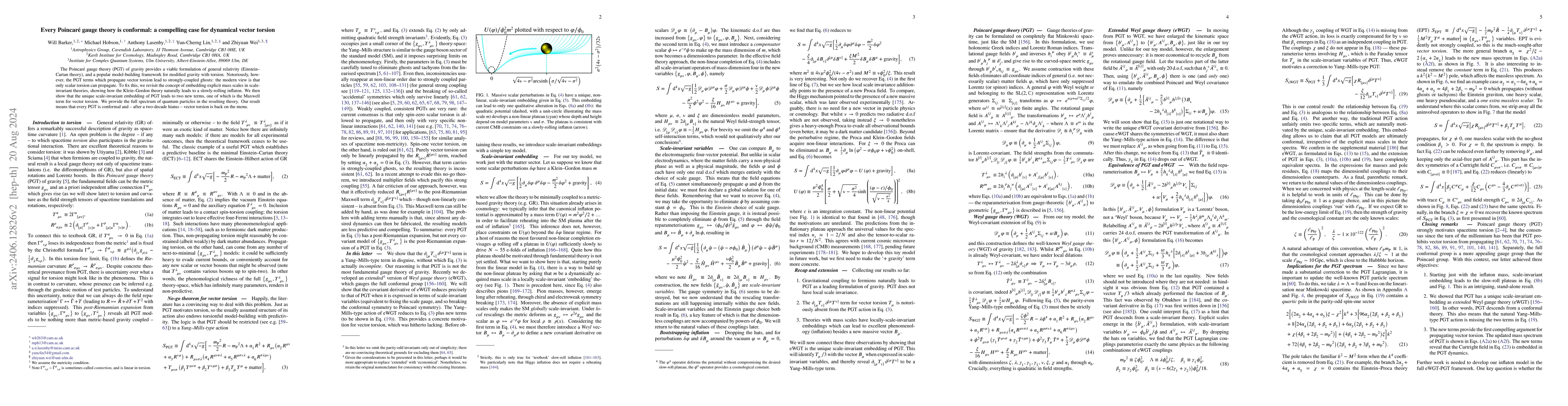 Thumbnail for Every Poincar\'e gauge theory is conformal: a compelling case for
  dynamical vector torsion