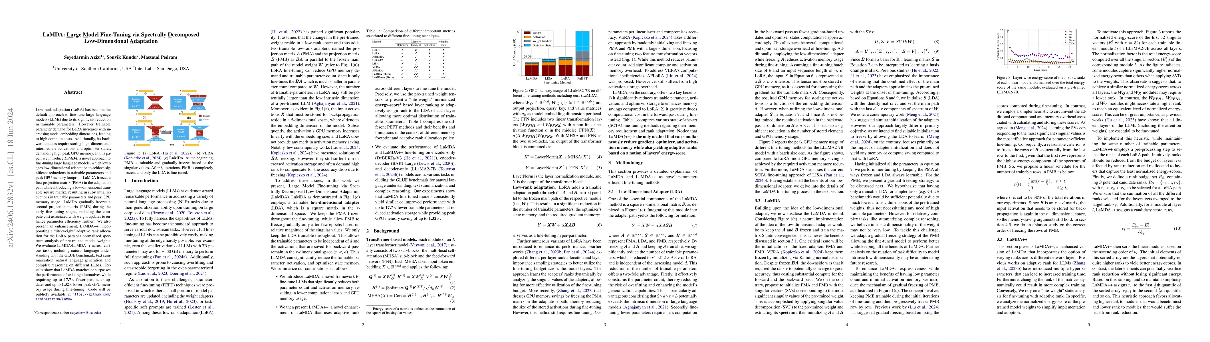 Thumbnail for LaMDA: Large Model Fine-Tuning via Spectrally Decomposed Low-Dimensional
  Adaptation