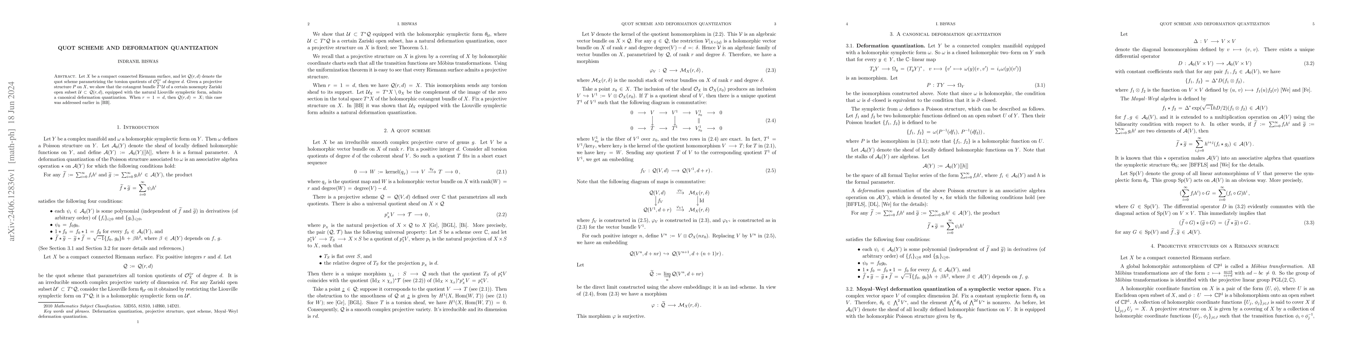 Thumbnail for Quot scheme and deformation quantization