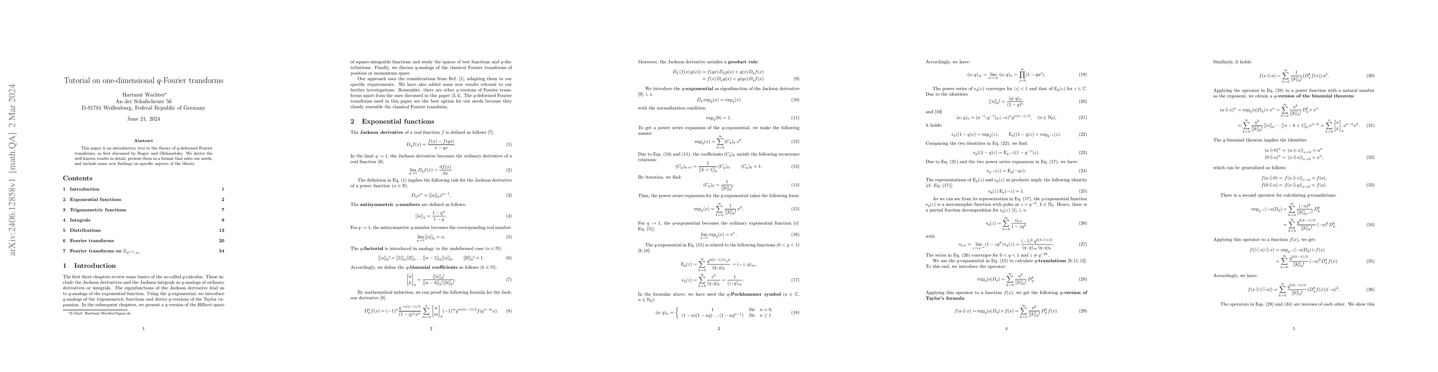 Thumbnail for Tutorial on one-dimensional $q$-Fourier transforms