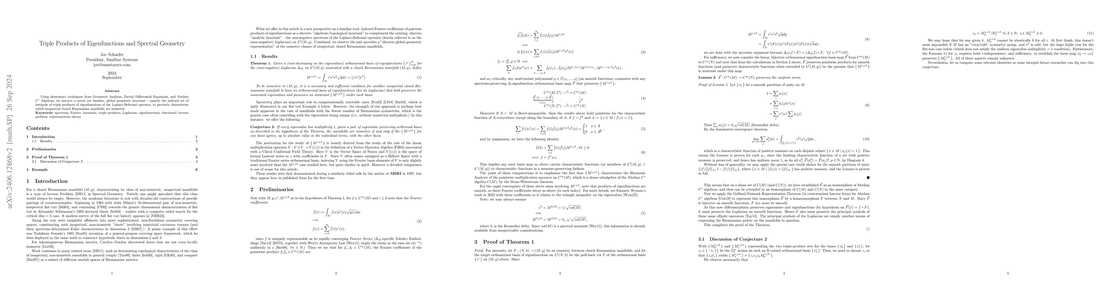 Thumbnail for Triple products of eigenfunctions and spectral geometry