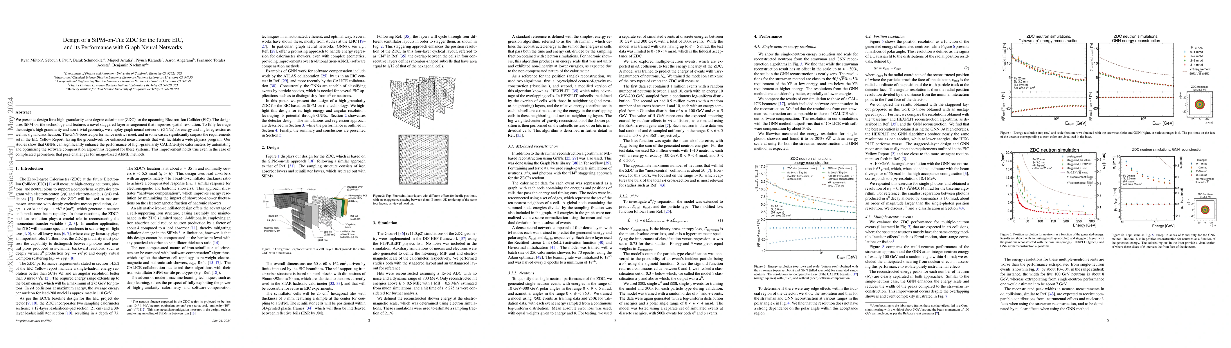 Thumbnail for Design of a SiPM-on-Tile ZDC for the future EIC and its Performance with
  Graph Neural Networks