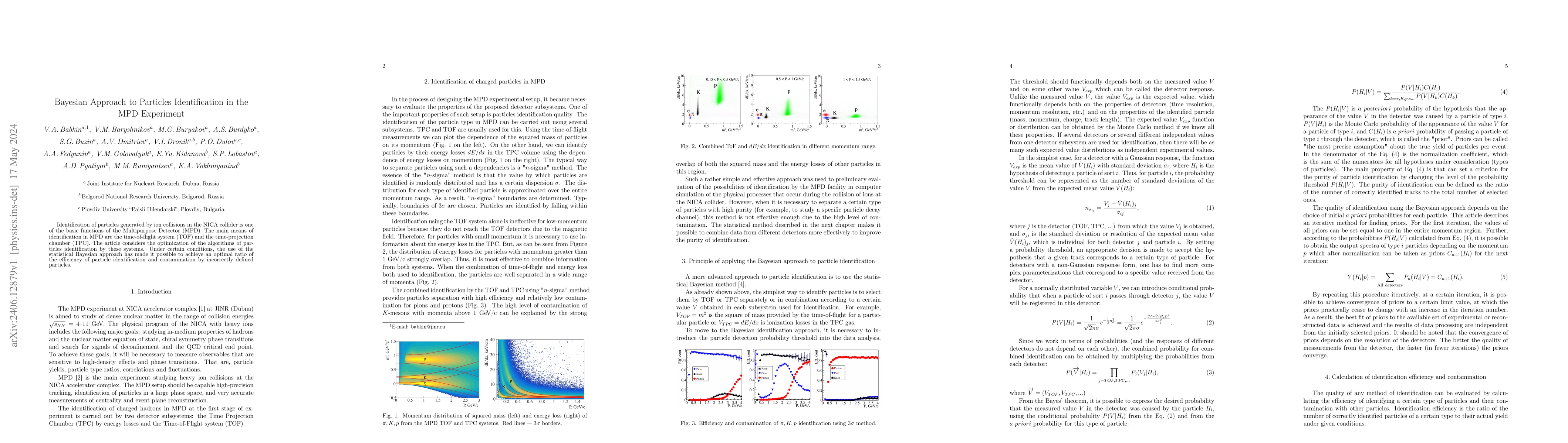Thumbnail for Bayesian Approach to Particles Identification in the MPD Experimen