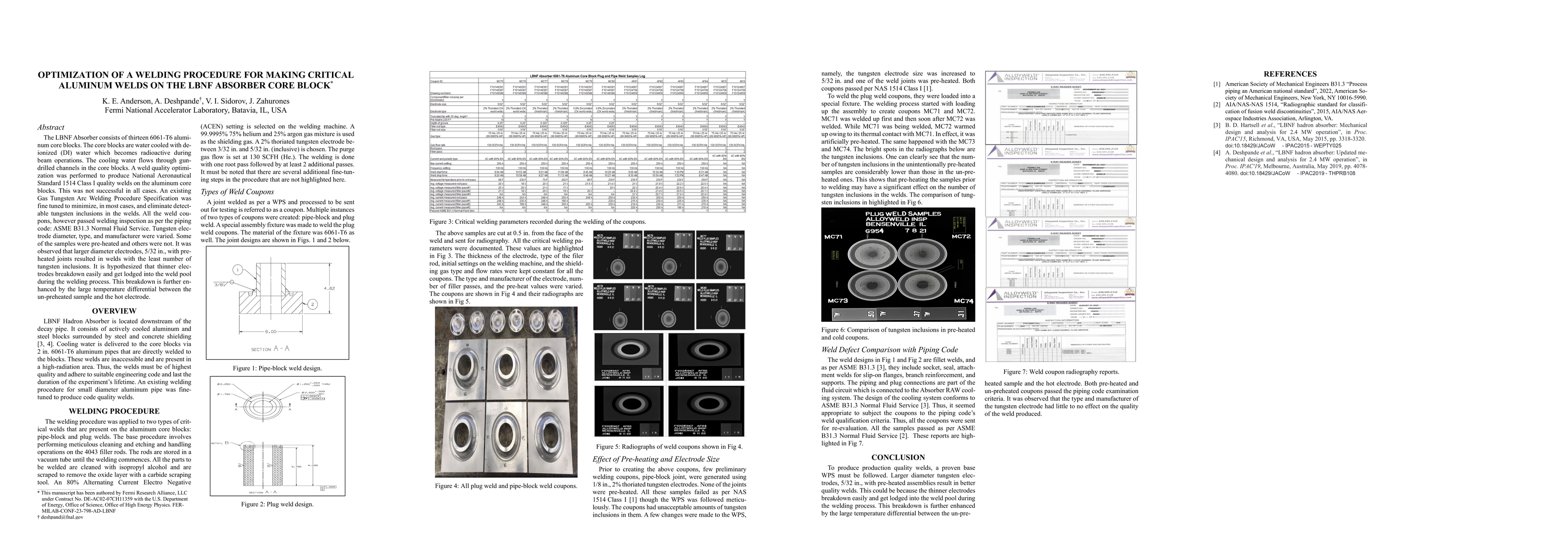 Thumbnail for Optimization of a Welding Procedure for Making Critical Aluminum Welds
  on the LBNF Absorber Core Block
