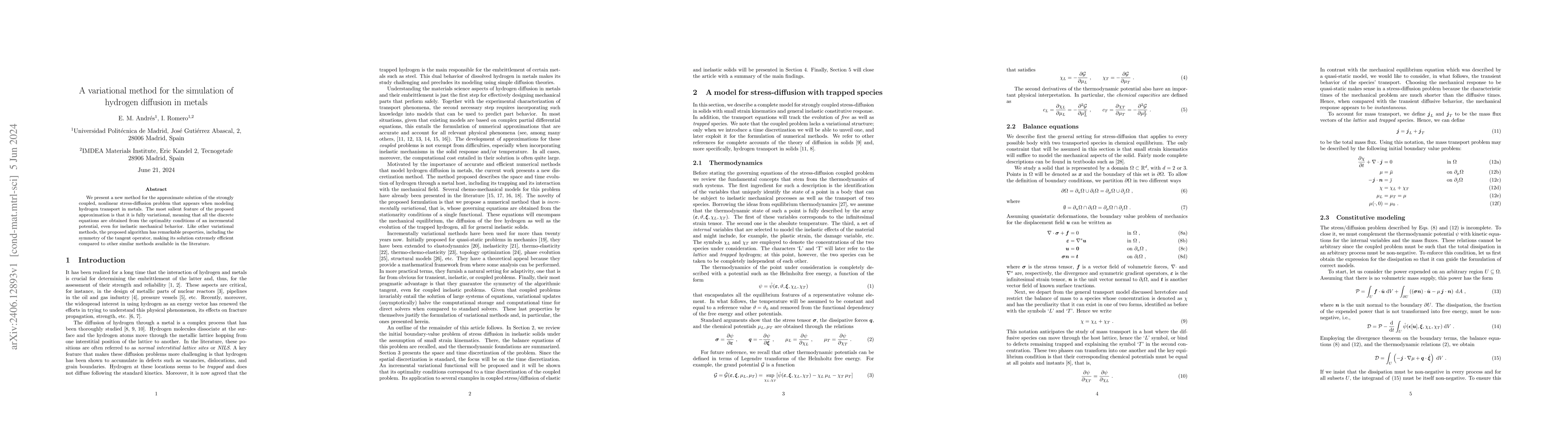 Thumbnail for A variational method for the simulation of hydrogen diffusion in metals