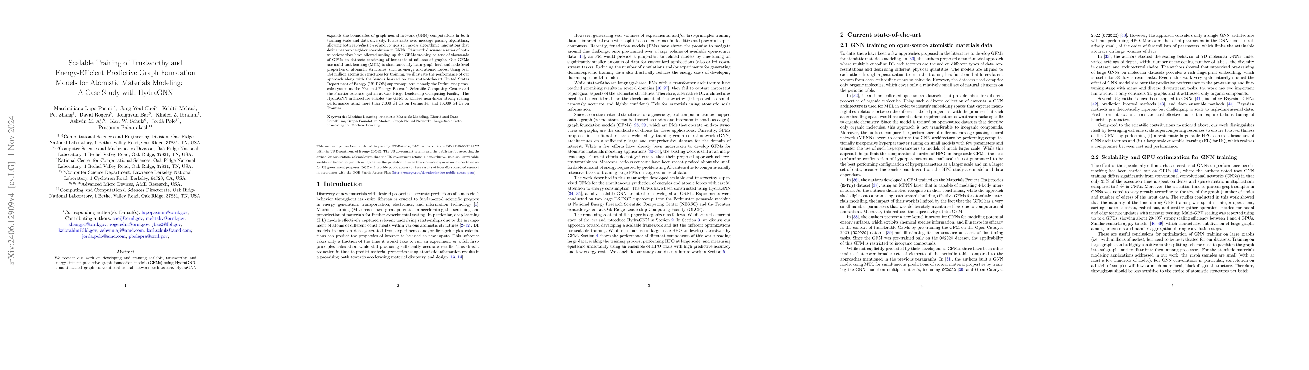 Thumbnail for Scalable Training of Graph Foundation Models for Atomistic Materials
  Modeling: A Case Study with HydraGNN
