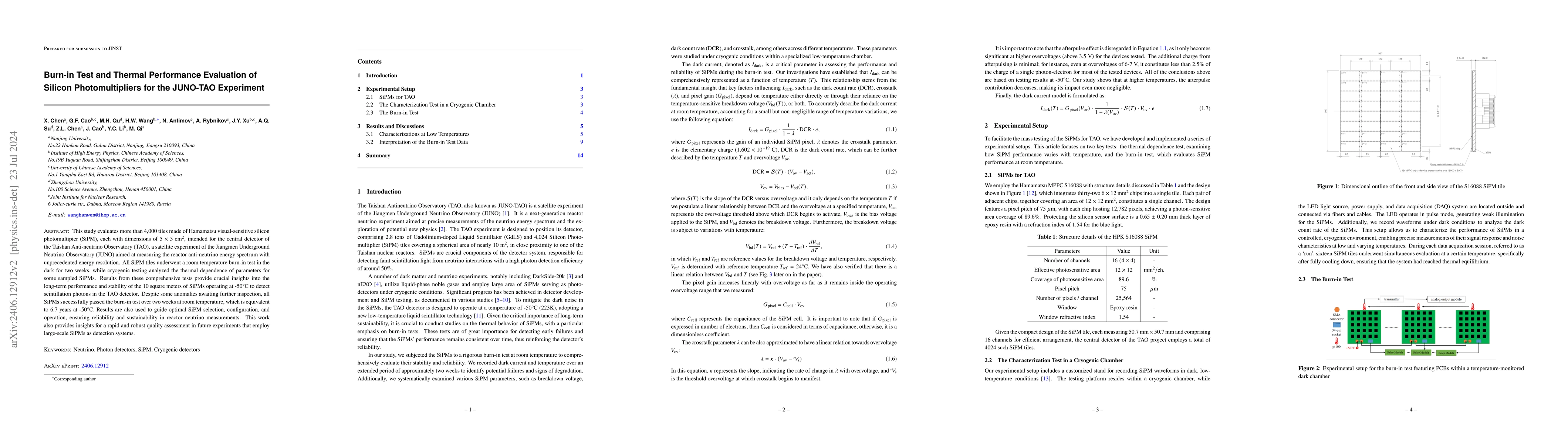 Thumbnail for Burn-in Test and Thermal Performance Evaluation of Silicon
  Photomultipliers for the JUNO-TAO Experiment