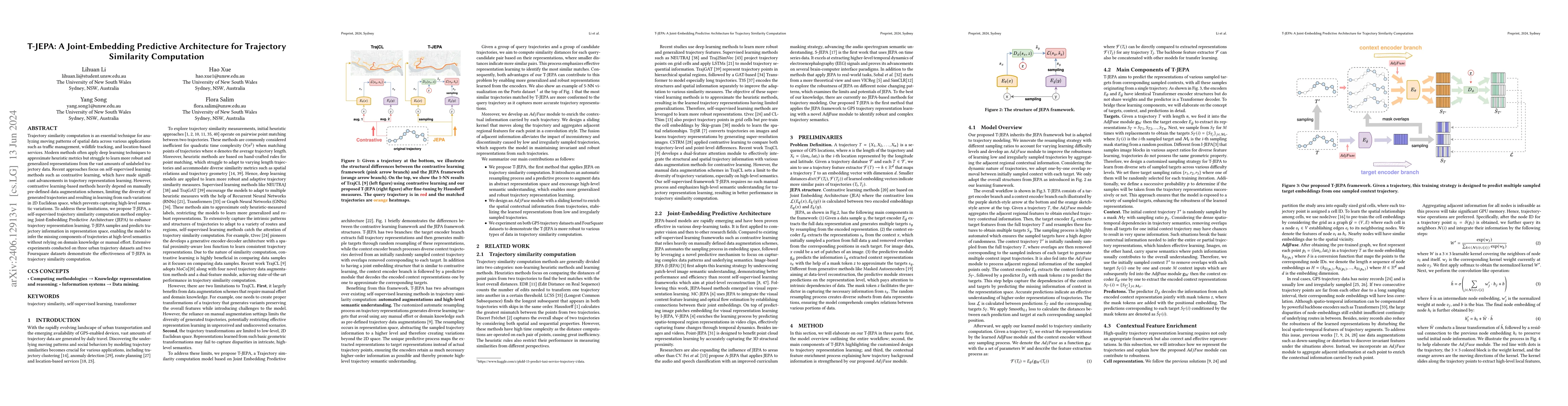 Thumbnail for T-JEPA: A Joint-Embedding Predictive Architecture for Trajectory
  Similarity Computation