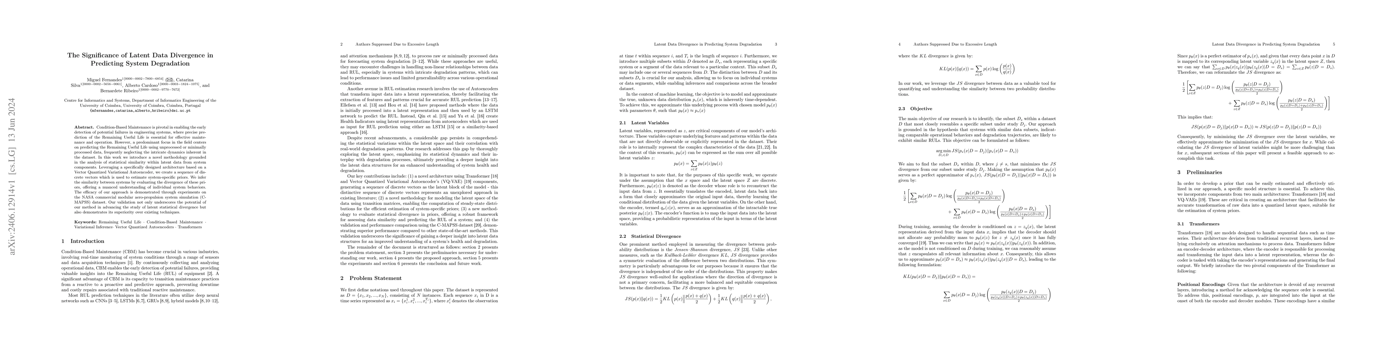 Thumbnail for The Significance of Latent Data Divergence in Predicting System
  Degradation