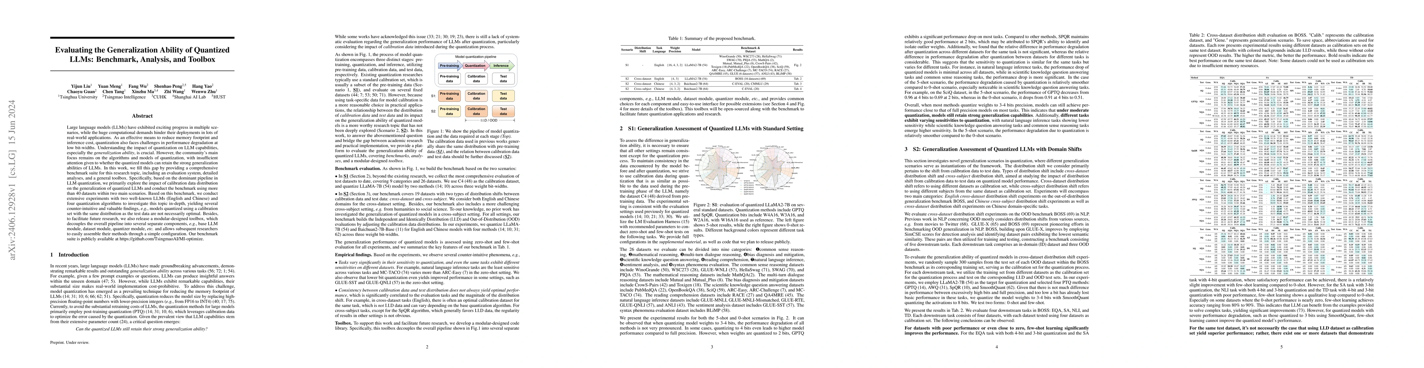 Thumbnail for Evaluating the Generalization Ability of Quantized LLMs: Benchmark,
  Analysis, and Toolbox
