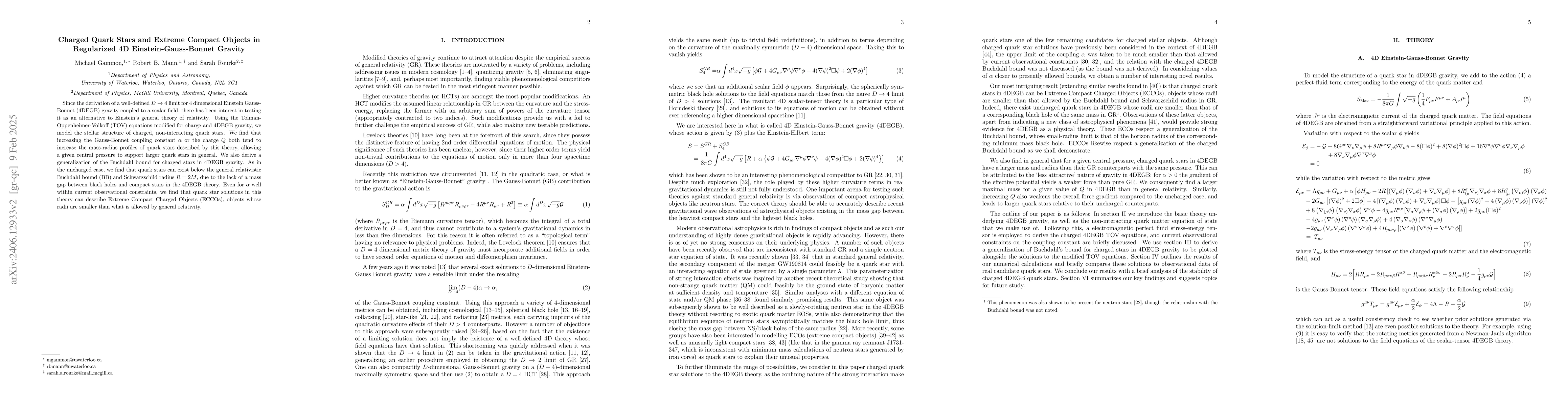 Thumbnail for Charged Quark Stars and Extreme Compact Objects in Regularized 4D
  Einstein-Gauss-Bonnet Gravity