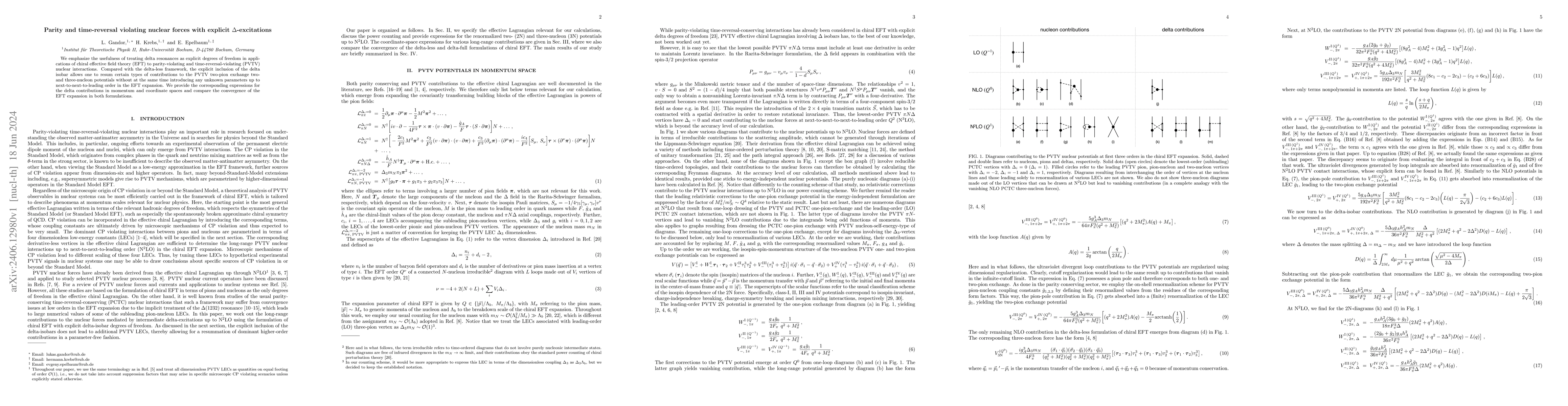 Thumbnail for Parity and time-reversal violating nuclear forces with explicit
  $\Delta$-excitations