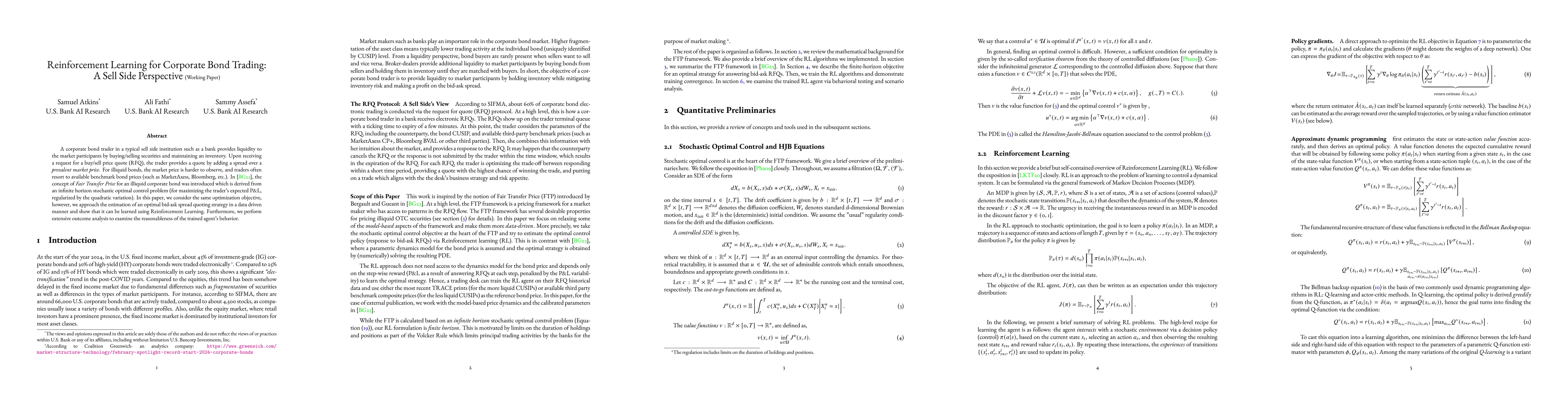 Thumbnail for Reinforcement Learning for Corporate Bond Trading: A Sell Side
  Perspective