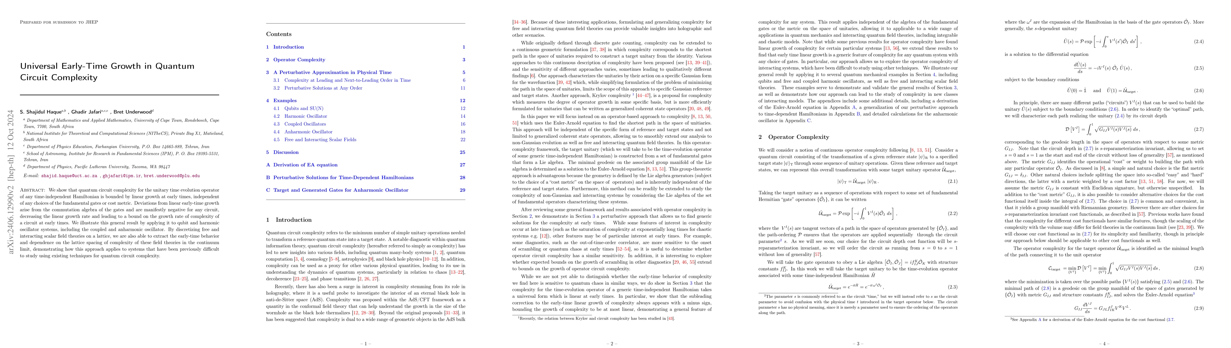 Thumbnail for Universal Early-Time Growth in Quantum Circuit Complexity
