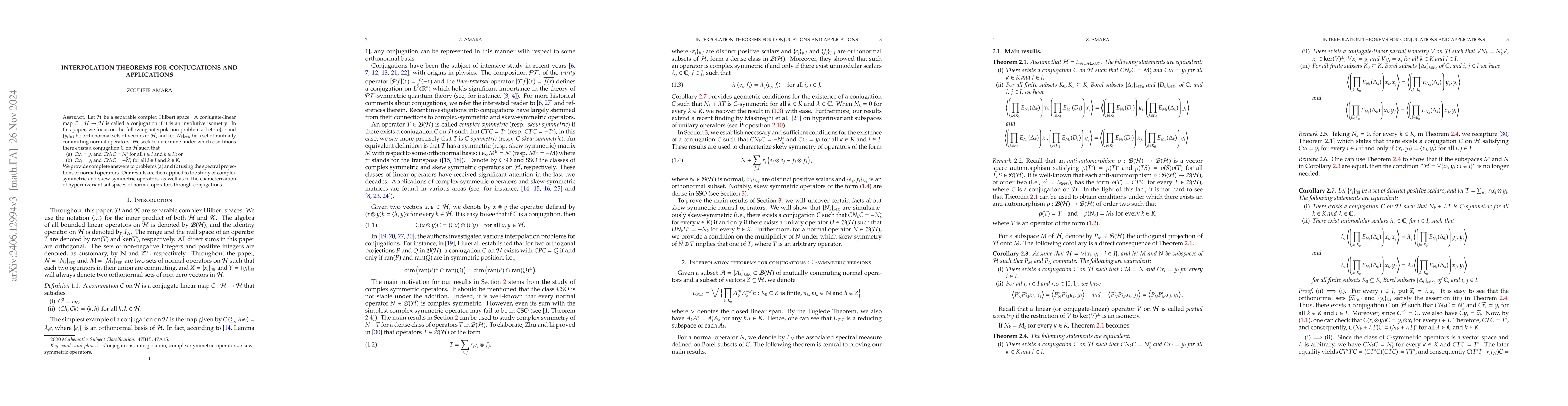 Thumbnail for Interpolation theorems for conjugations and applications