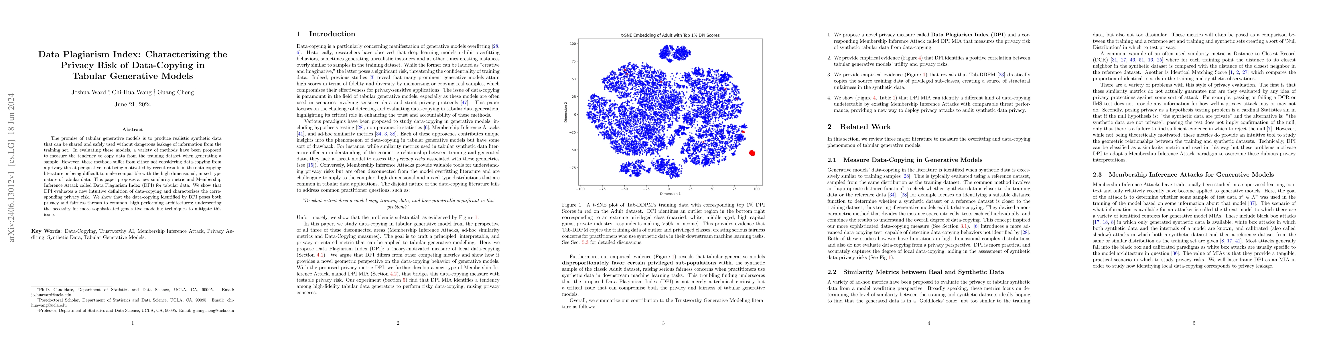 Thumbnail for Data Plagiarism Index: Characterizing the Privacy Risk of Data-Copying
  in Tabular Generative Models