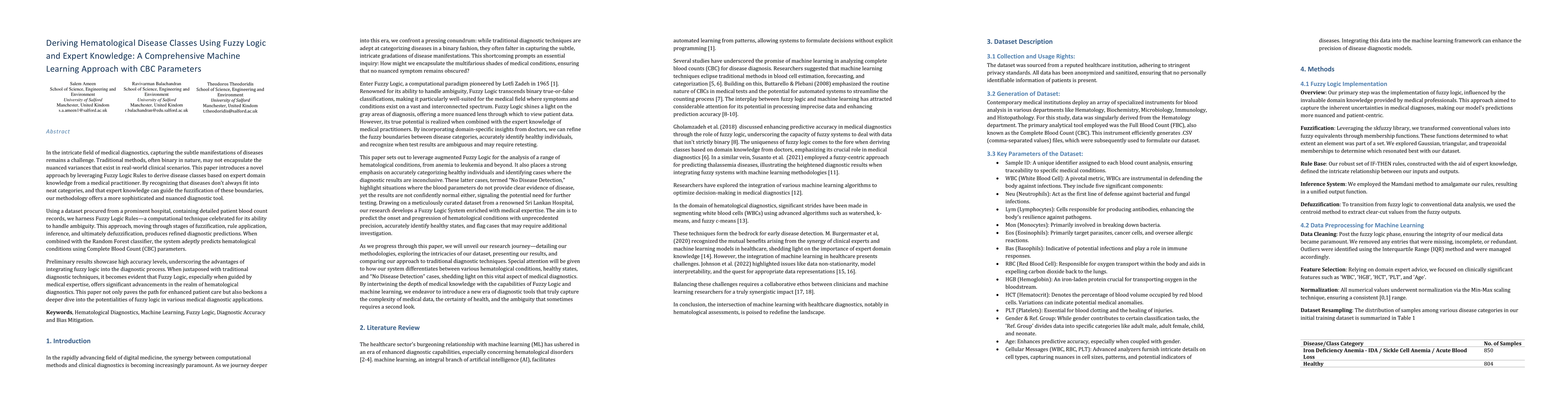 Thumbnail for Deriving Hematological Disease Classes Using Fuzzy Logic and Expert
  Knowledge: A Comprehensive Machine Learning Approach with CBC Parameters