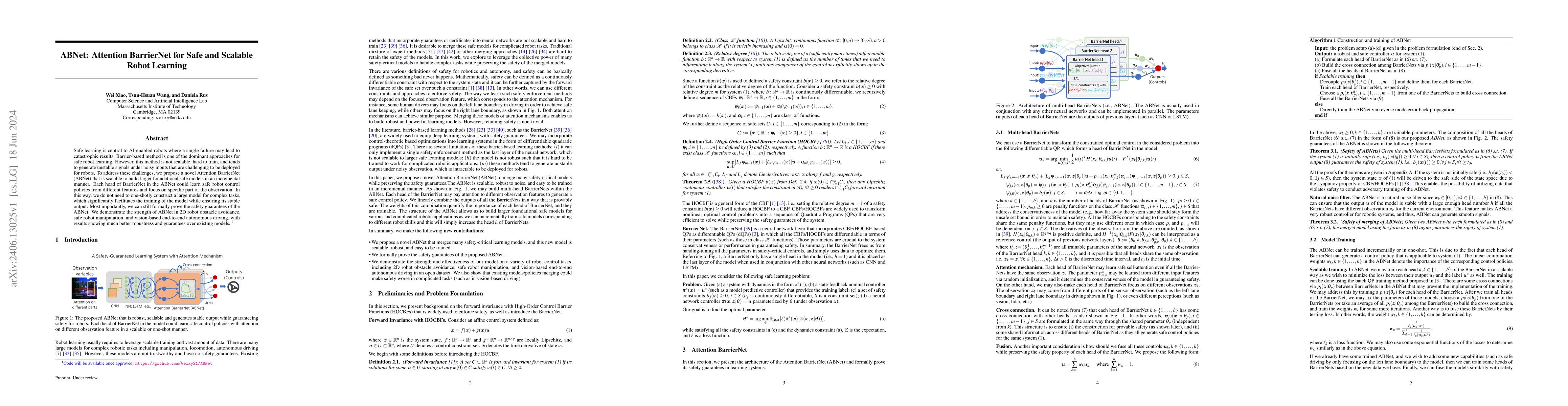Thumbnail for ABNet: Attention BarrierNet for Safe and Scalable Robot Learning