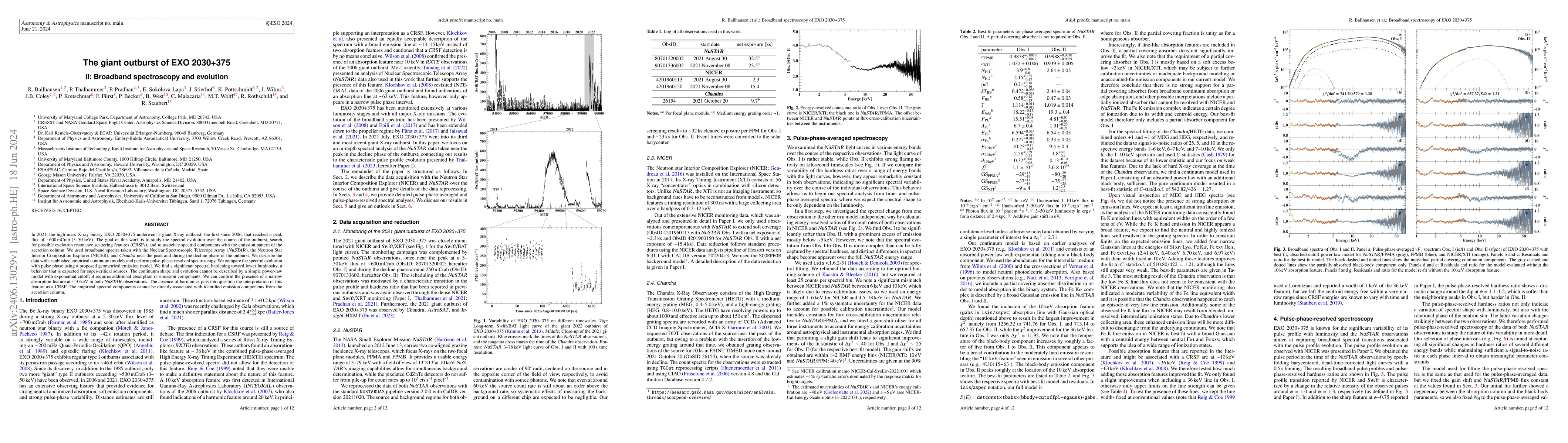 Thumbnail for The giant outburst of EXO 2030+375 II: Broadband spectroscopy and
  evolution