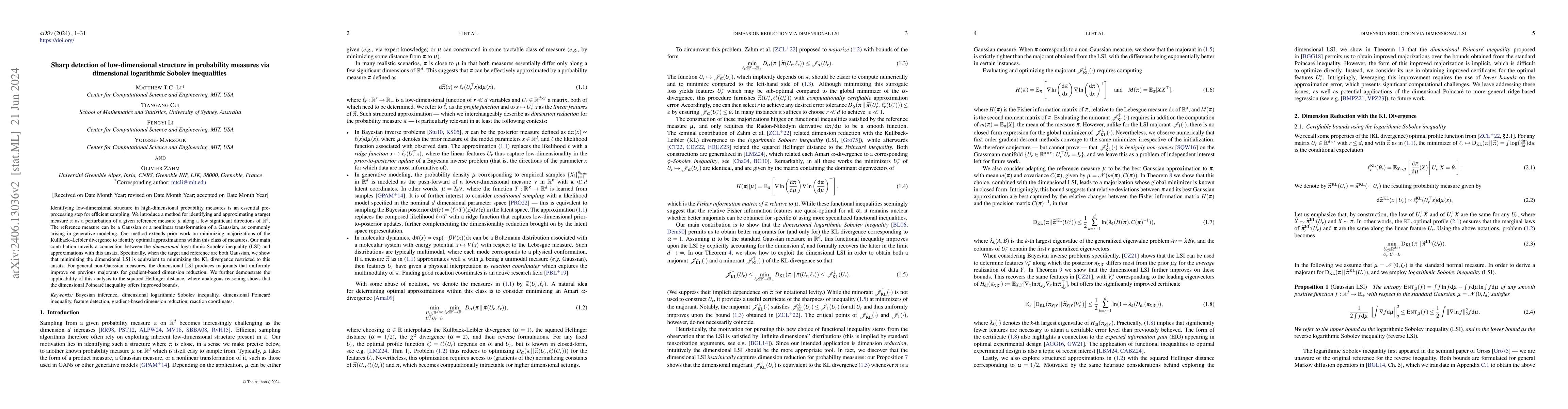 Thumbnail for Sharp detection of low-dimensional structure in probability measures via
  dimensional logarithmic Sobolev inequalities