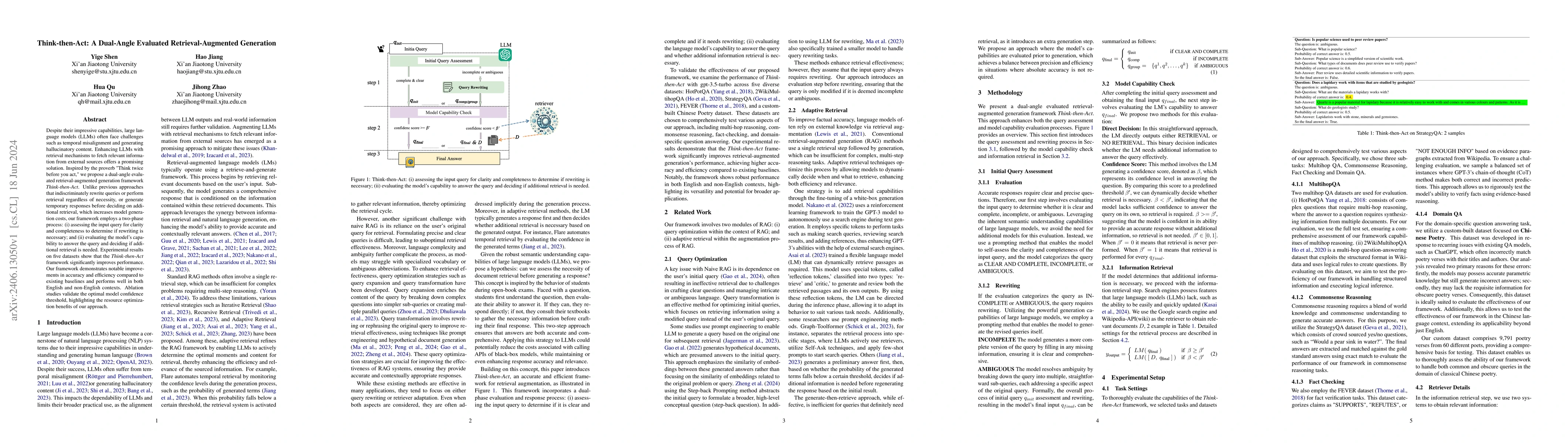 Thumbnail for Think-then-Act: A Dual-Angle Evaluated Retrieval-Augmented Generation