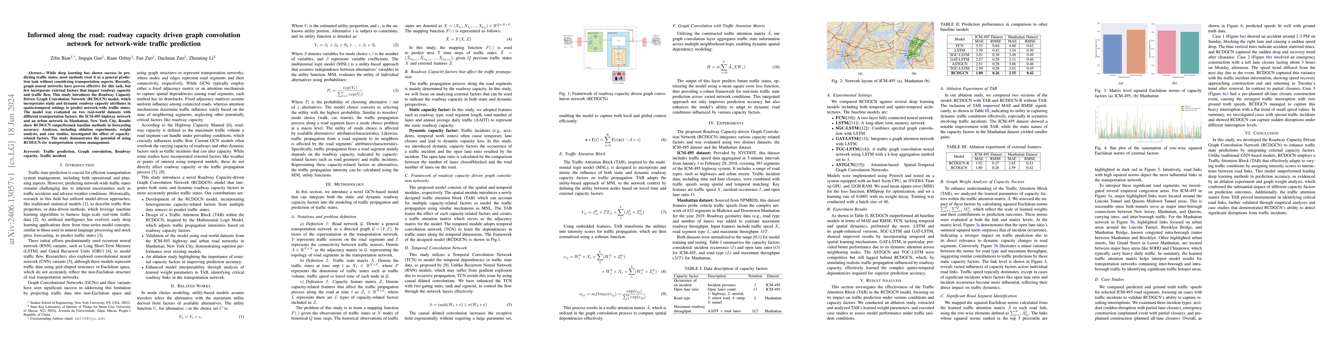 Thumbnail for Informed along the road: roadway capacity driven graph convolution
  network for network-wide traffic prediction