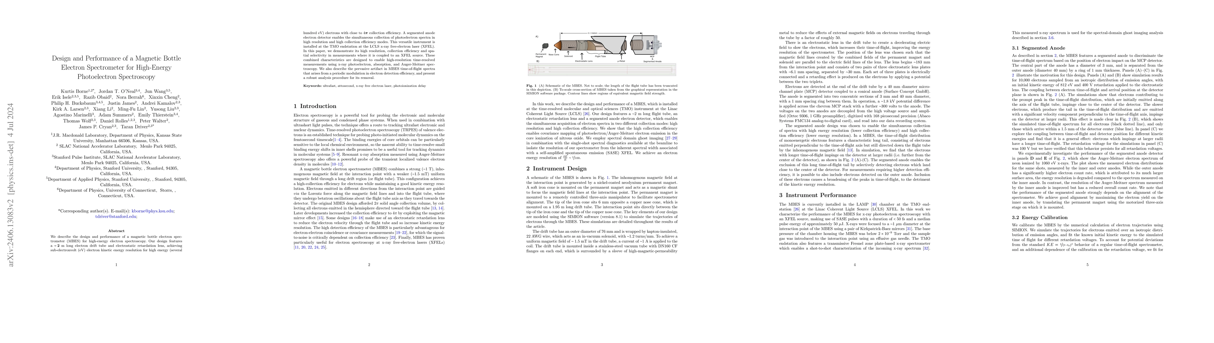 Thumbnail for Design and Performance of a Magnetic Bottle Electron Spectrometer for
  High-Energy Photoelectron Spectroscopy