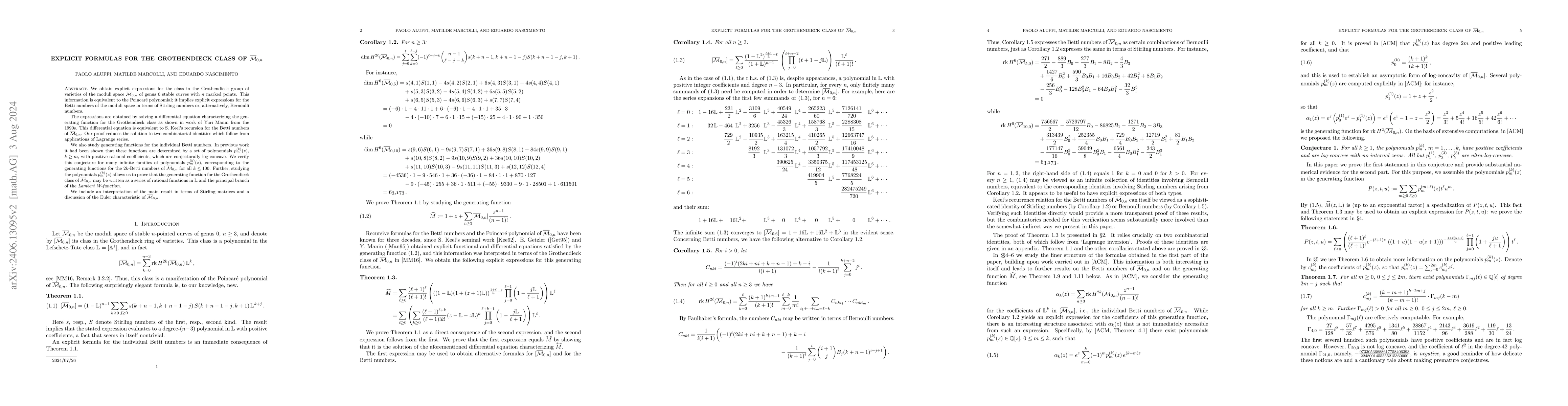 Thumbnail for Explicit formulas for the Grothendieck class of $\overline{\mathcal
  M}_{0,n}$