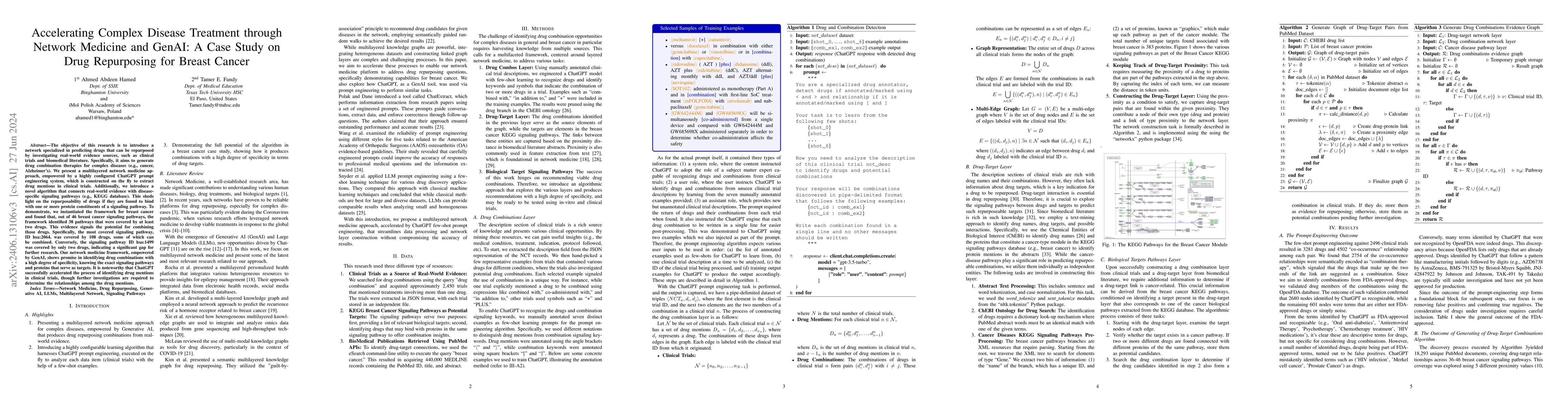 Thumbnail for Accelerating Complex Disease Treatment through Network Medicine and
  GenAI: A Case Study on Drug Repurposing for Breast Cancer