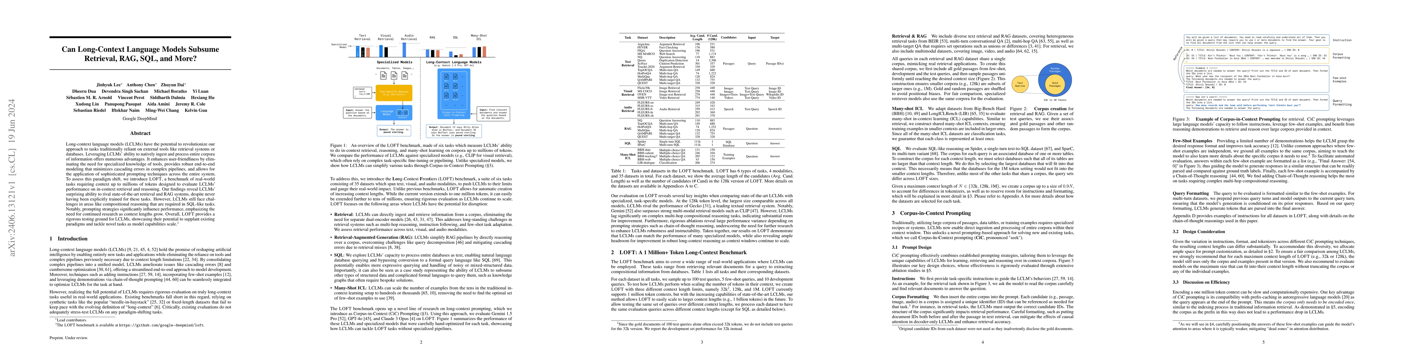 Thumbnail for Can Long-Context Language Models Subsume Retrieval, RAG, SQL, and More?