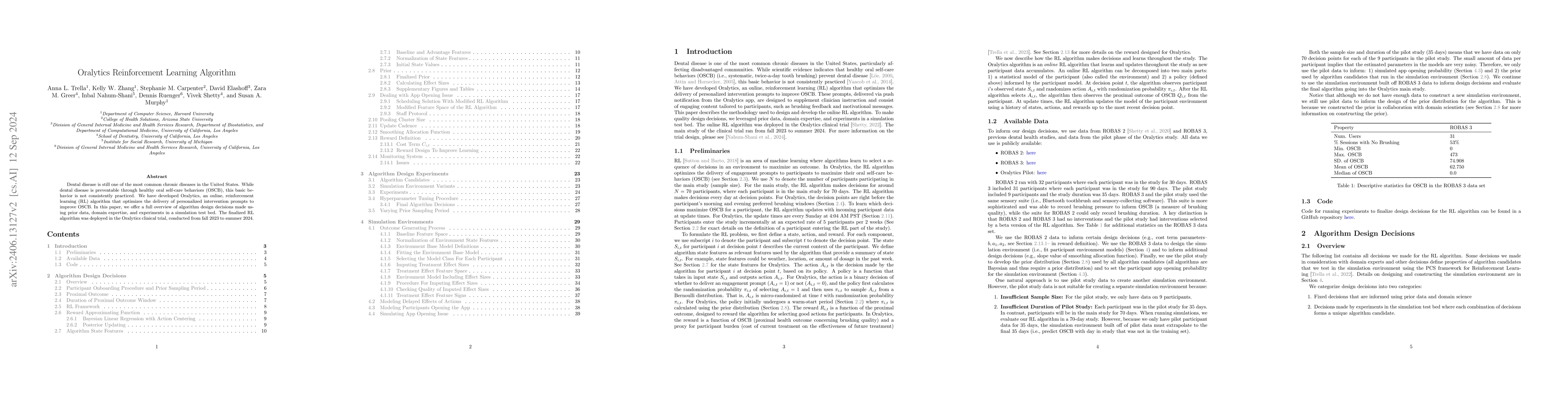 Thumbnail for Oralytics Reinforcement Learning Algorithm