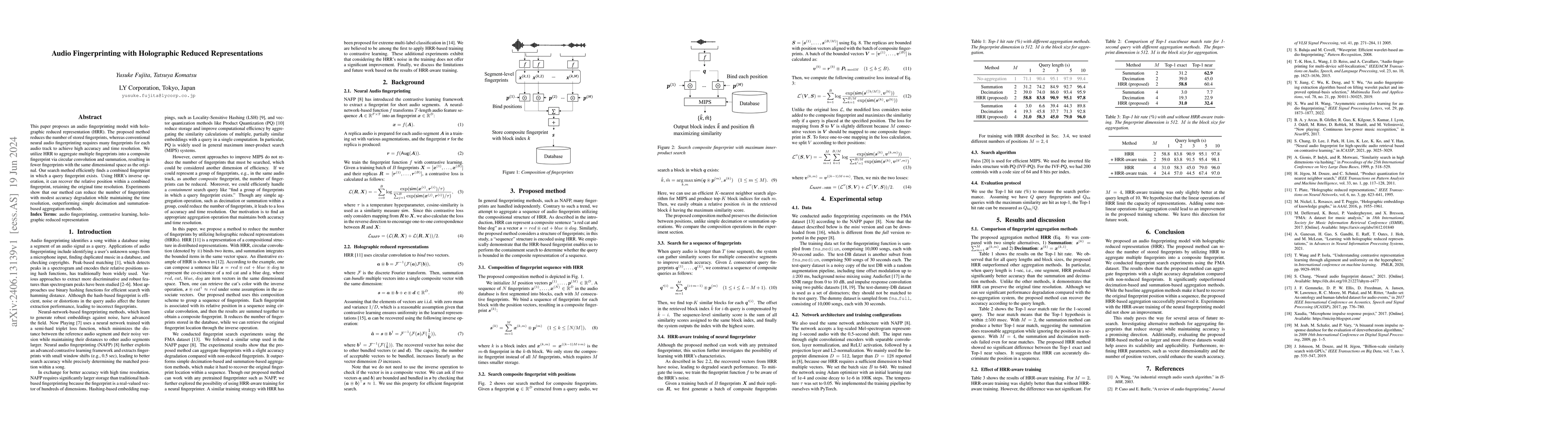 Thumbnail for Audio Fingerprinting with Holographic Reduced Representations