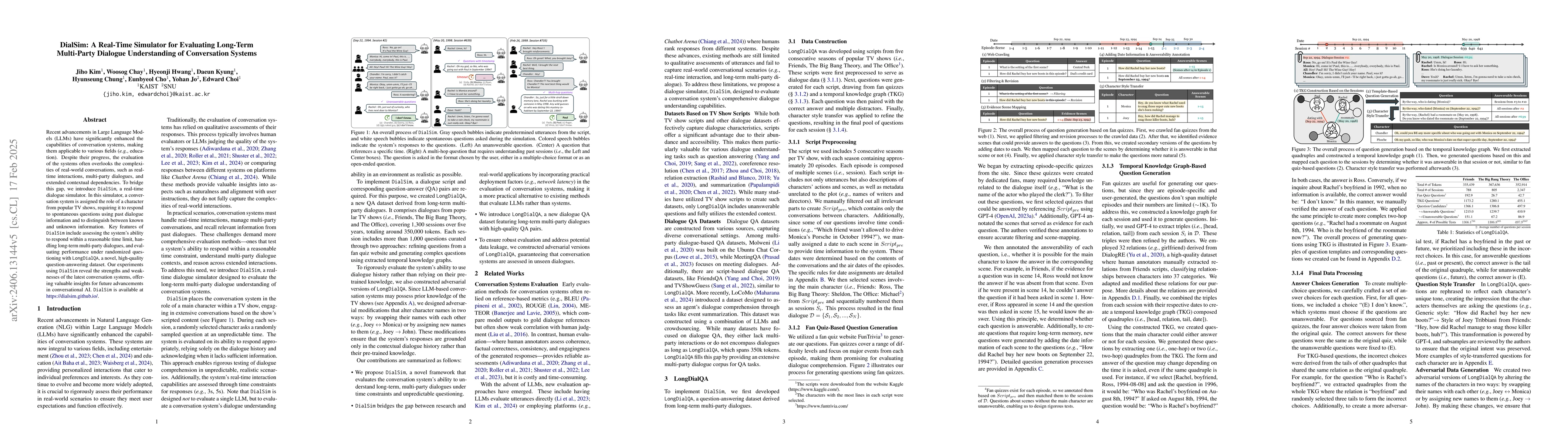 Thumbnail for DialSim: A Real-Time Simulator for Evaluating Long-Term Dialogue
  Understanding of Conversational Agents