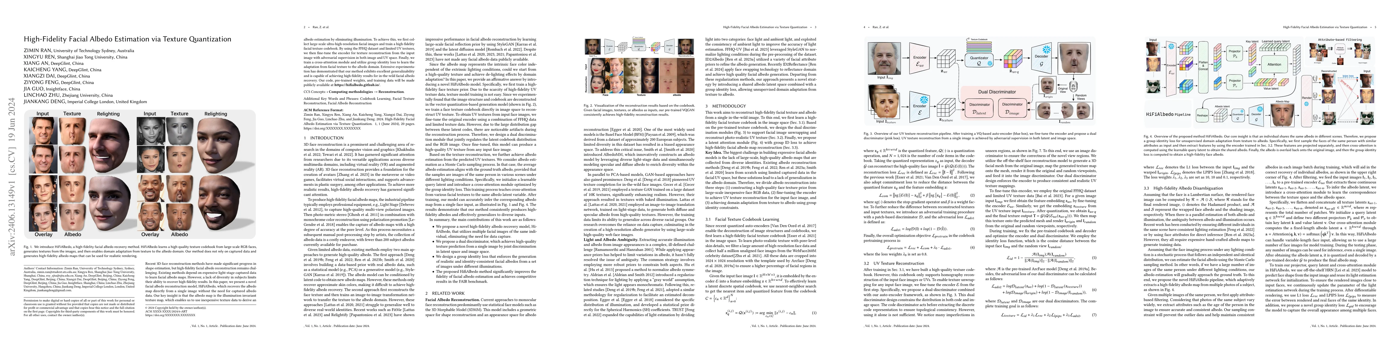 Thumbnail for High-Fidelity Facial Albedo Estimation via Texture Quantization