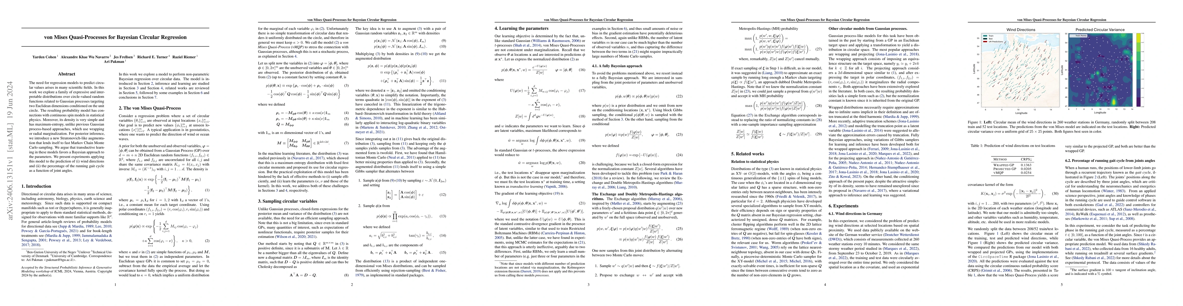 Thumbnail for von Mises Quasi-Processes for Bayesian Circular Regression