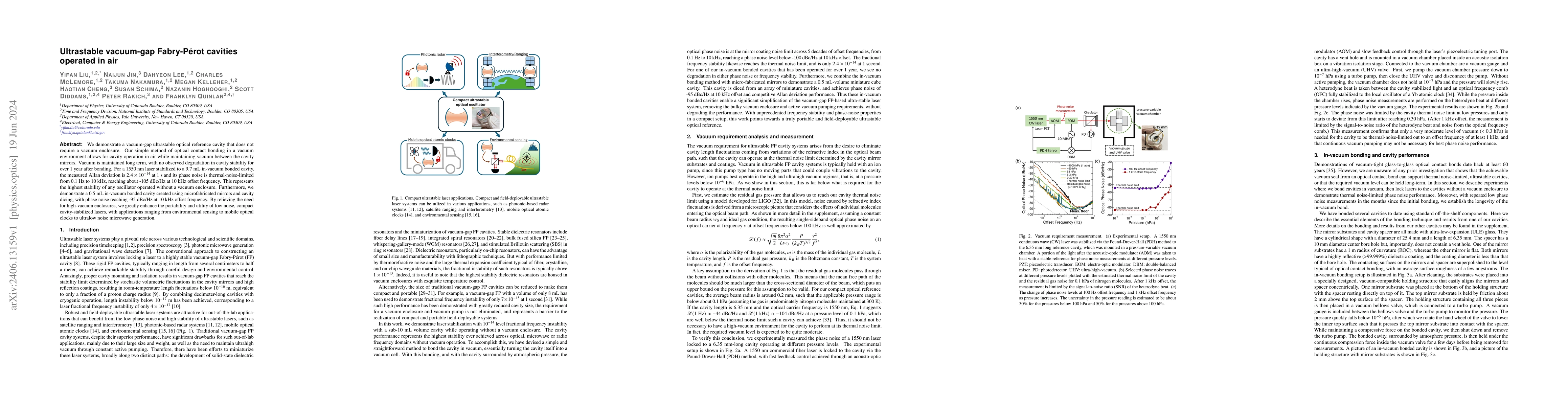 Thumbnail for Ultrastable vacuum-gap Fabry-P\'erot cavities operated in air