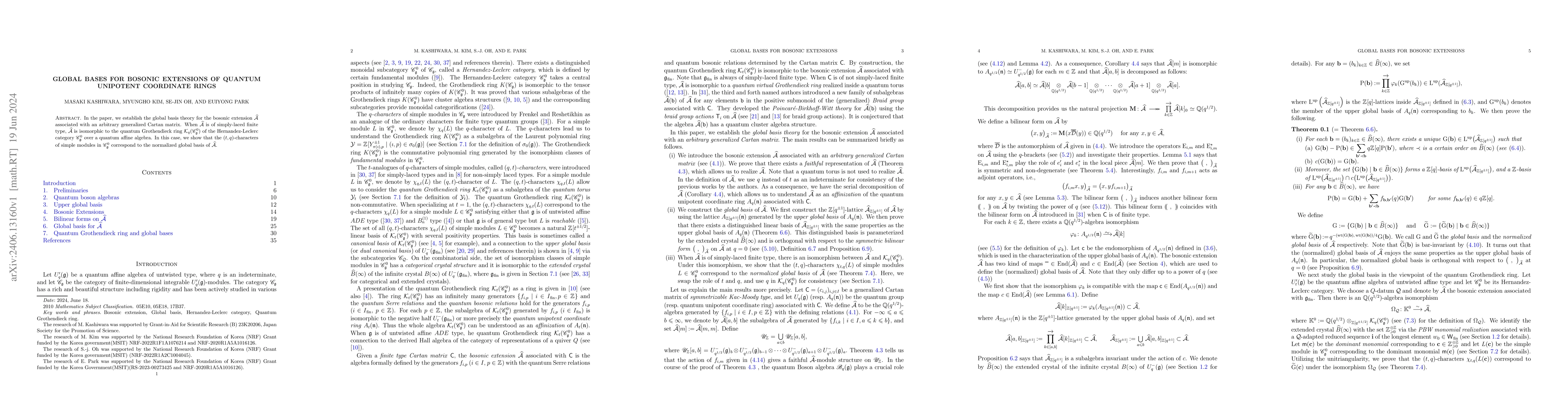 Thumbnail for Global bases for Bosonic extensions of quantum unipotent coordinate
  rings