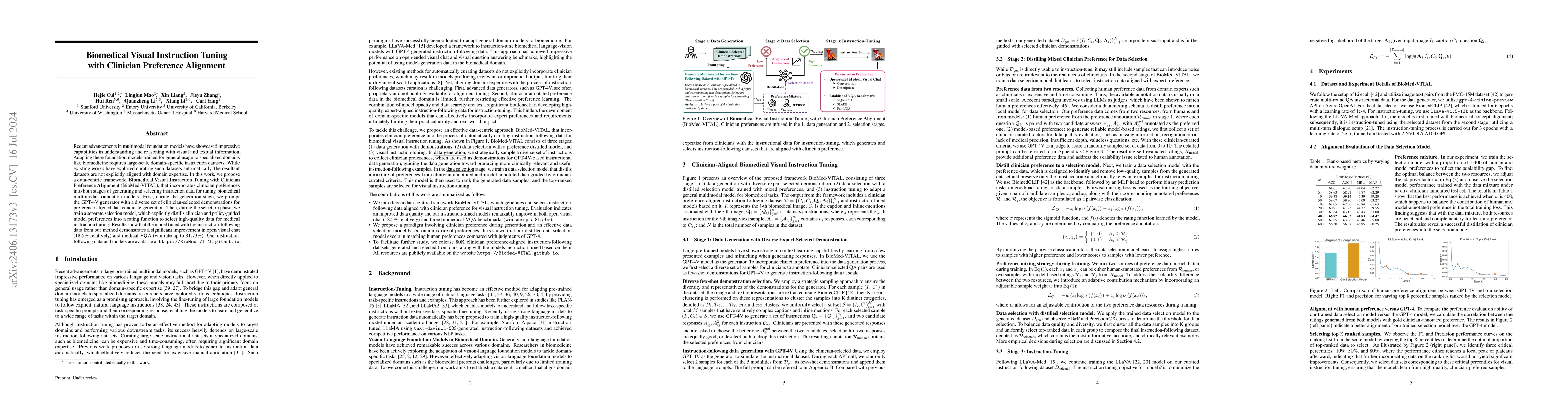Thumbnail for Biomedical Visual Instruction Tuning with Clinician Preference Alignment
