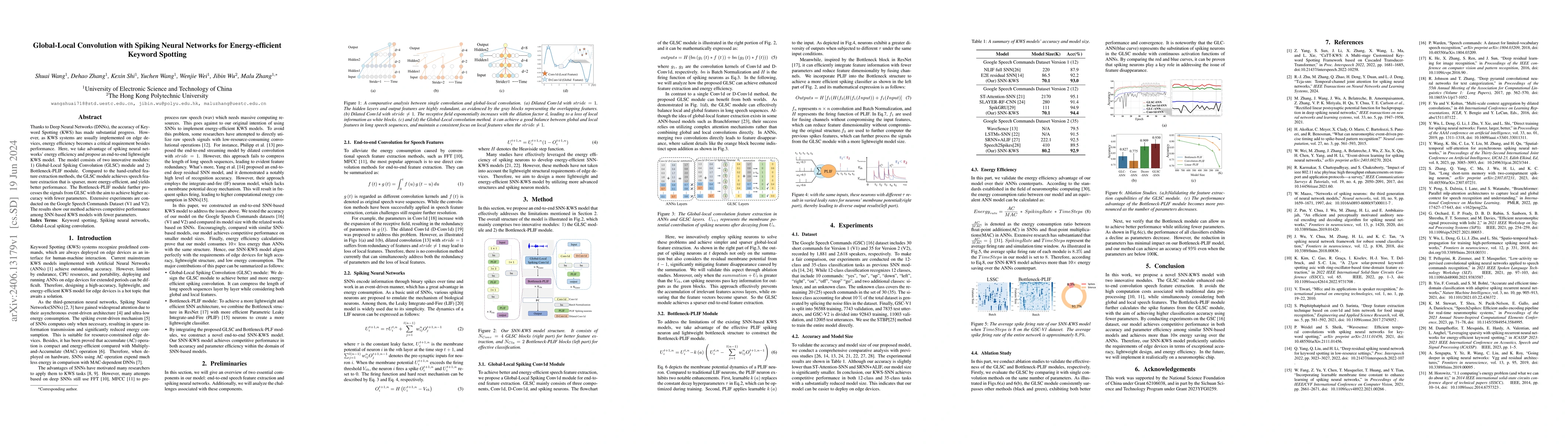 Thumbnail for Global-Local Convolution with Spiking Neural Networks for
  Energy-efficient Keyword Spotting