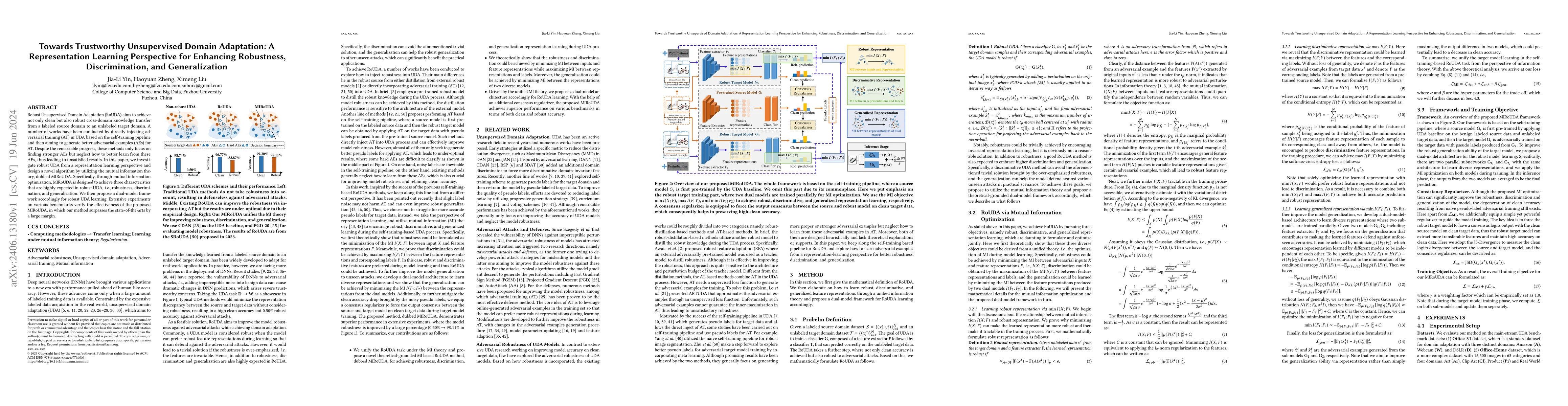 Thumbnail for Towards Trustworthy Unsupervised Domain Adaptation: A Representation
  Learning Perspective for Enhancing Robustness, Discrimination, and
  Generalization