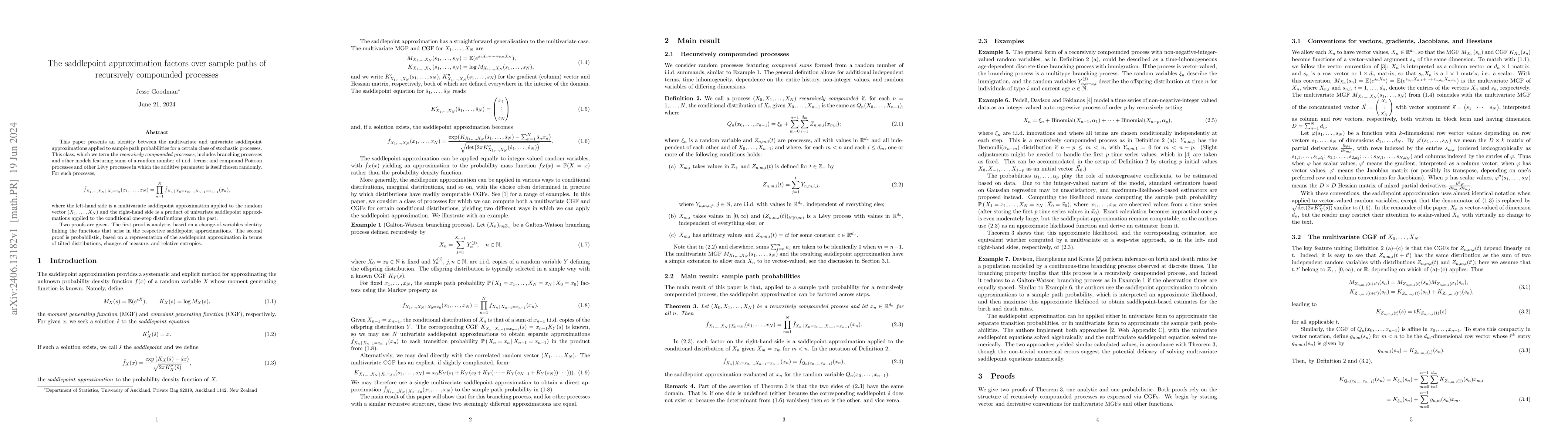 Thumbnail for The saddlepoint approximation factors over sample paths of recursively
  compounded processes