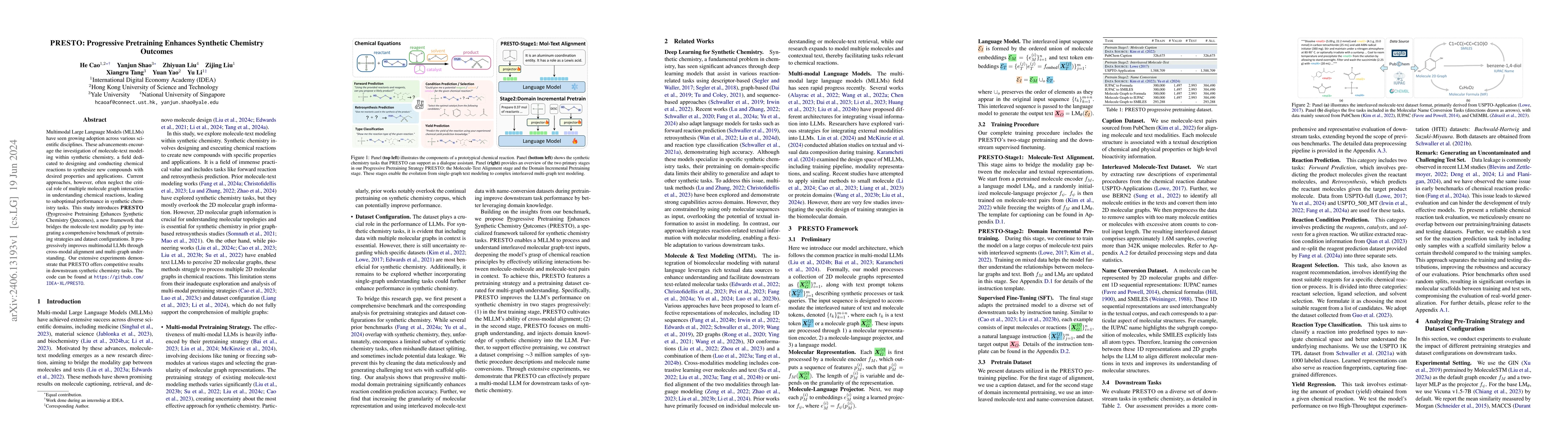 Thumbnail for PRESTO: Progressive Pretraining Enhances Synthetic Chemistry Outcomes