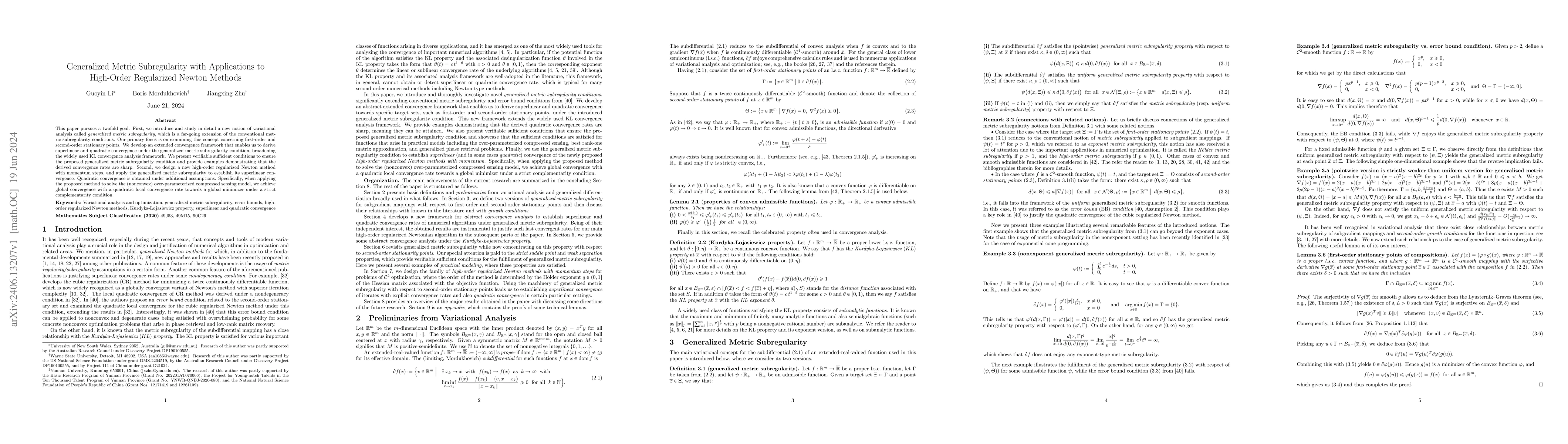 Thumbnail for Generalized Metric Subregularity with Applications to High-Order
  Regularized Newton Methods