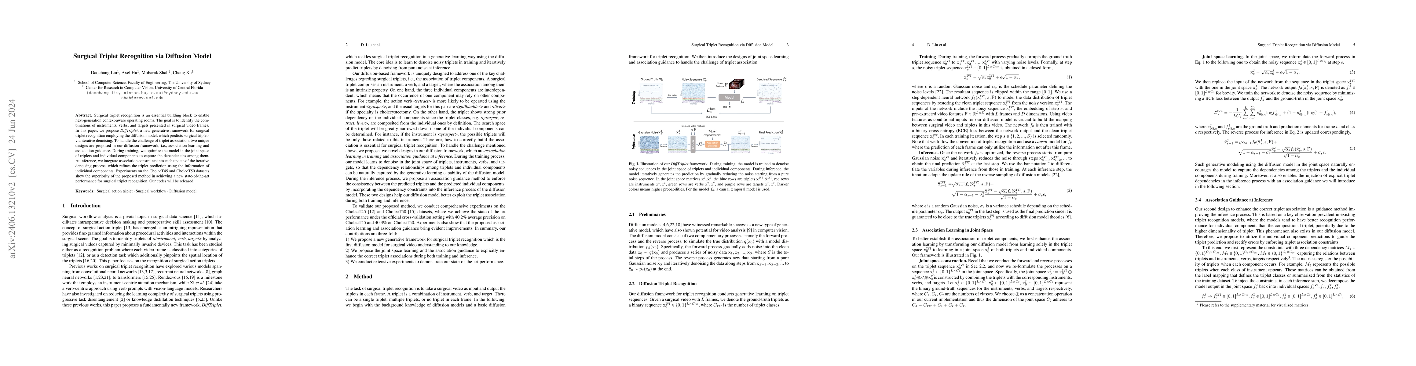 Thumbnail for Surgical Triplet Recognition via Diffusion Model