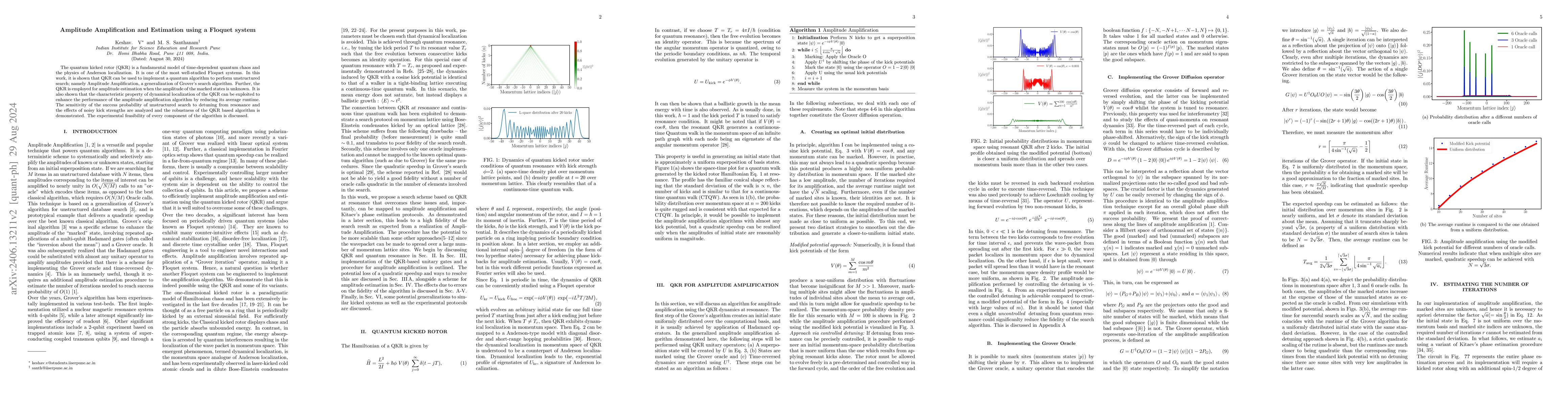 Thumbnail for Amplitude Amplification and Estimation using quantum kicked rotor