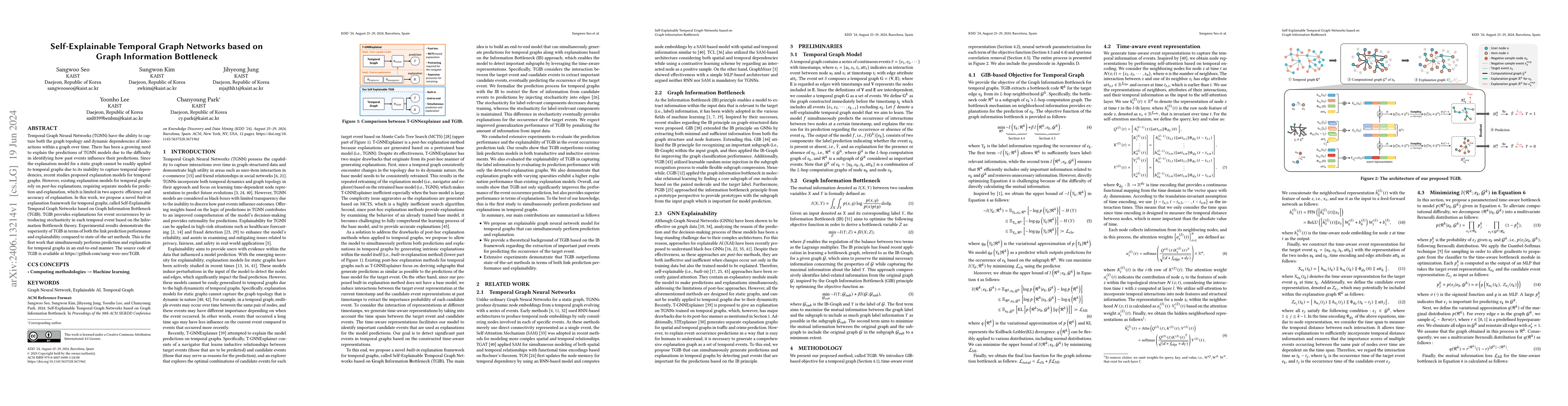 Thumbnail for Self-Explainable Temporal Graph Networks based on Graph Information
  Bottleneck
