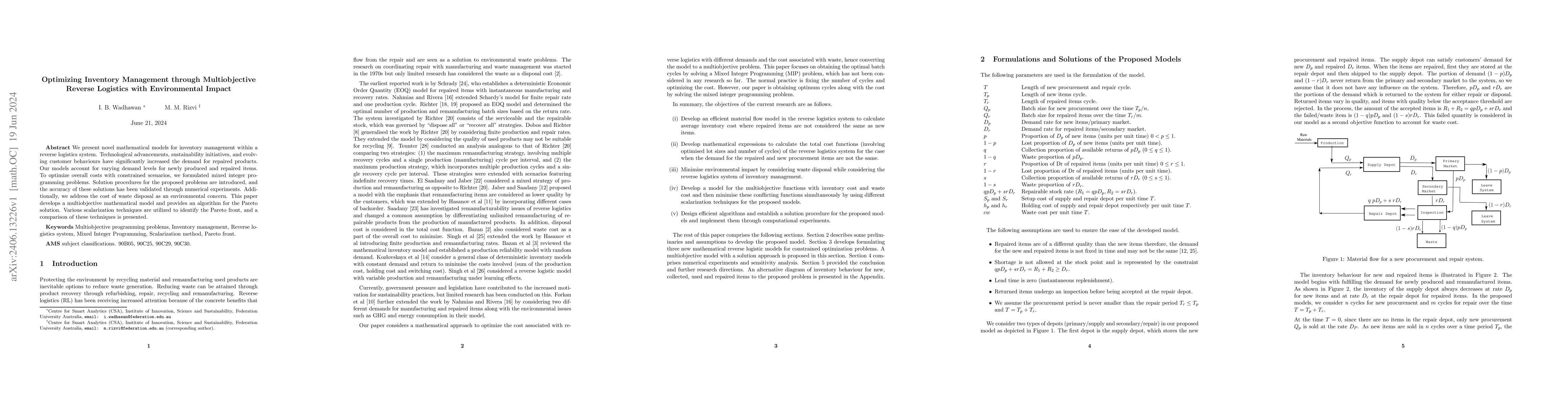 Thumbnail for Optimizing Inventory Management through Multiobjective Reverse Logistics
  with Environmental Impact