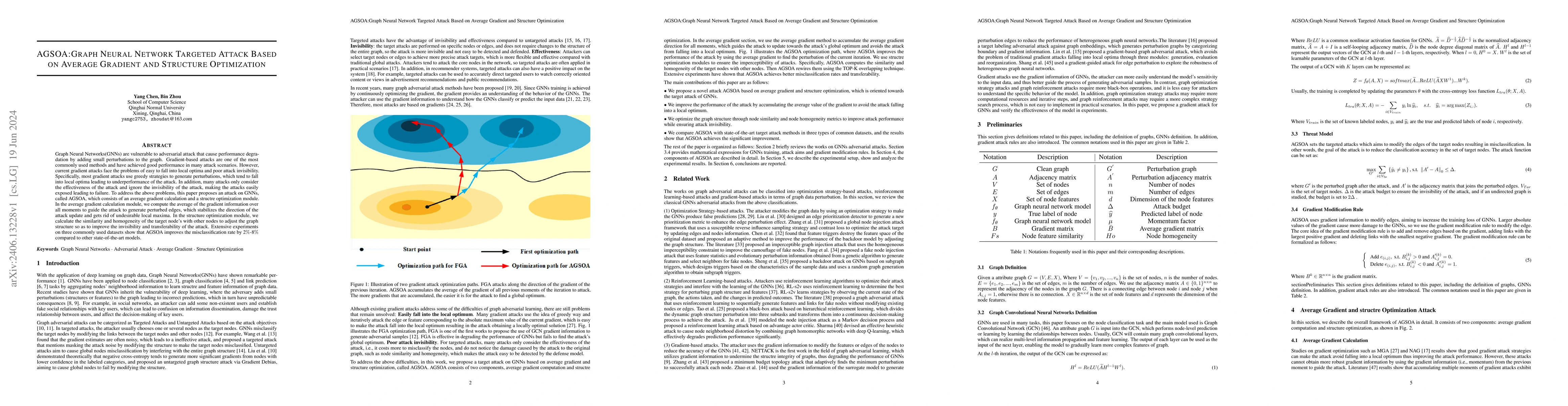 Thumbnail for AGSOA:Graph Neural Network Targeted Attack Based on Average Gradient and
  Structure Optimization