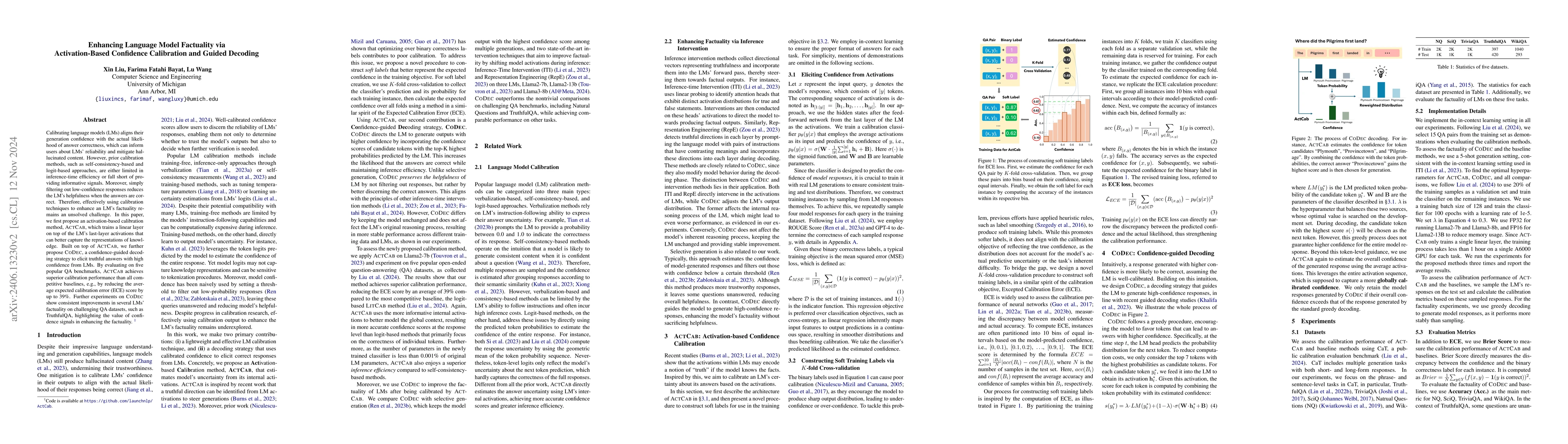 Thumbnail for Enhancing Language Model Factuality via Activation-Based Confidence
  Calibration and Guided Decoding