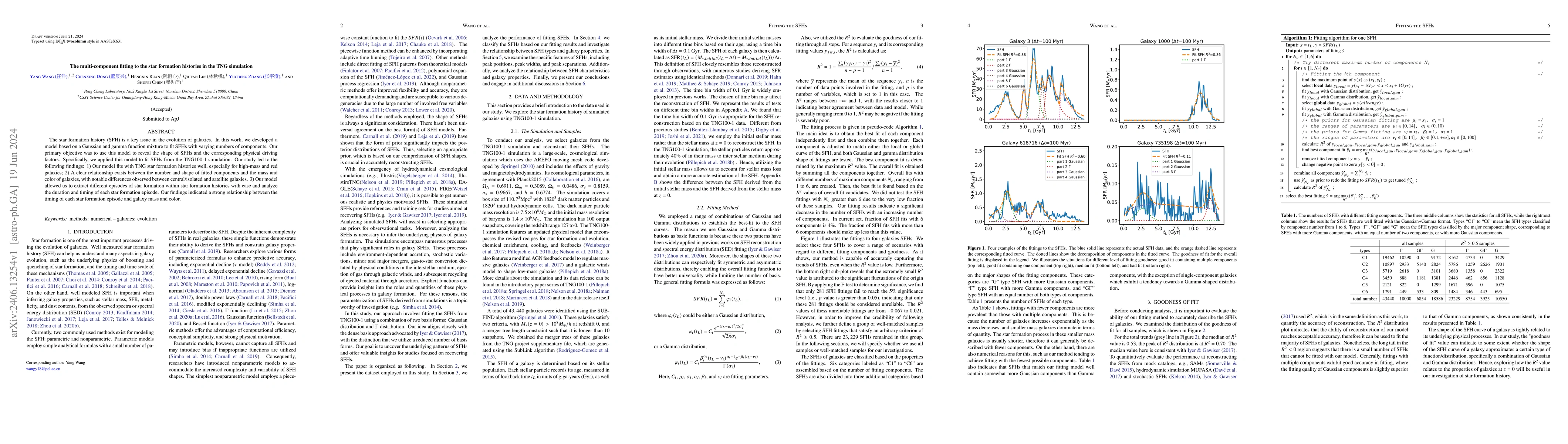Thumbnail for The multi-component fitting to the star formation histories in the TNG
  simulation